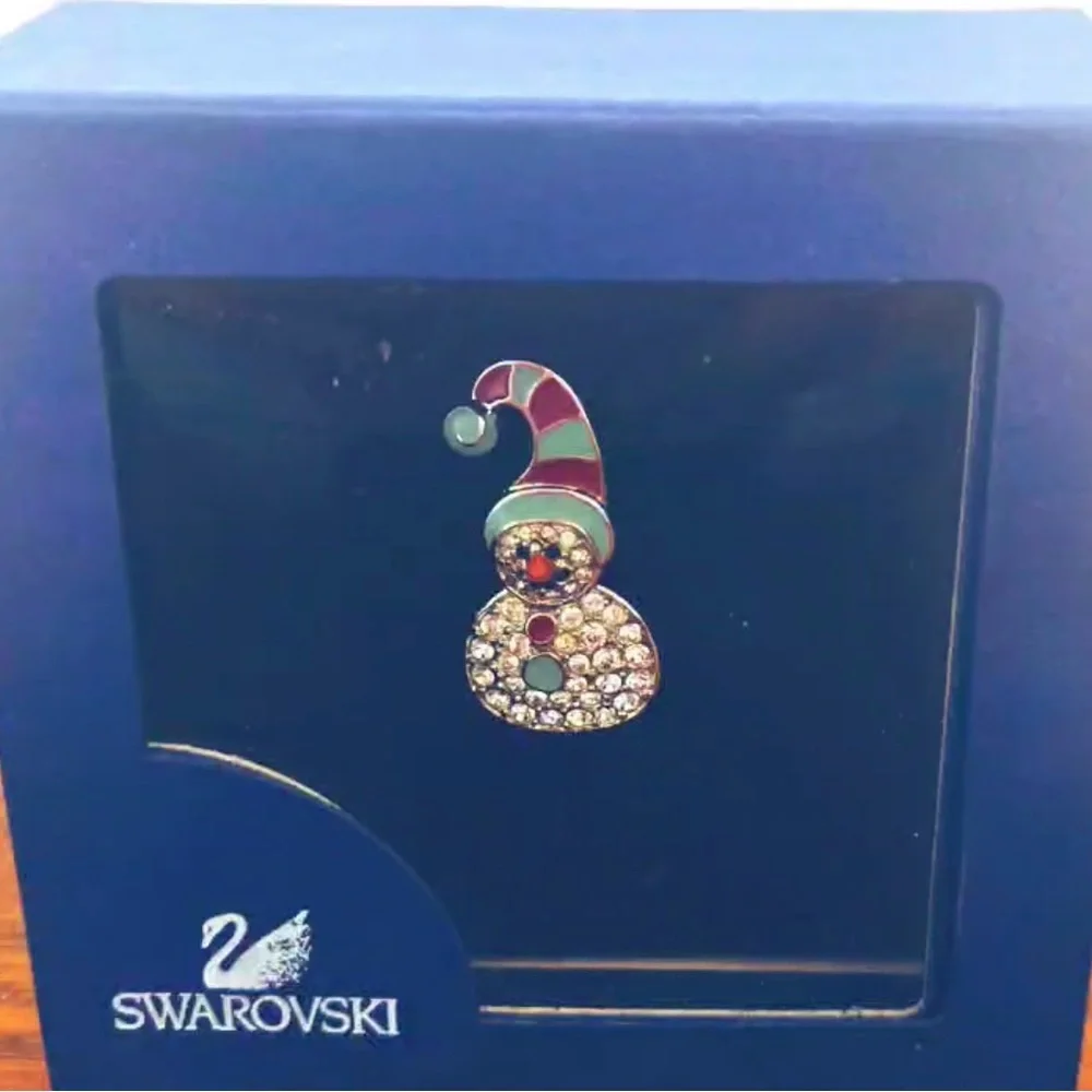 Swarovski Festive Crystal Snowman Brooch - Picture 1 of 4